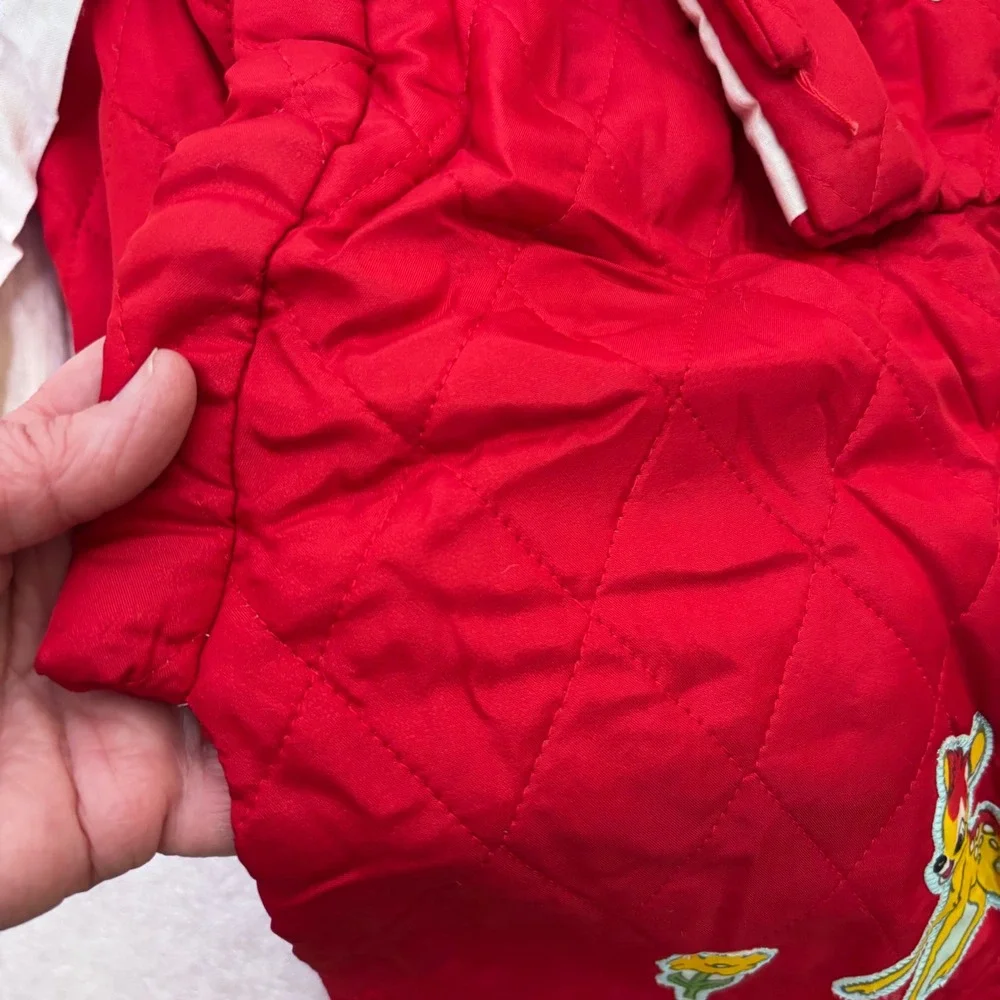 Vintage Walt Disney Bambi Red Japanese‎ Kimono Robe Quilted 2pc Applique 1-3yr